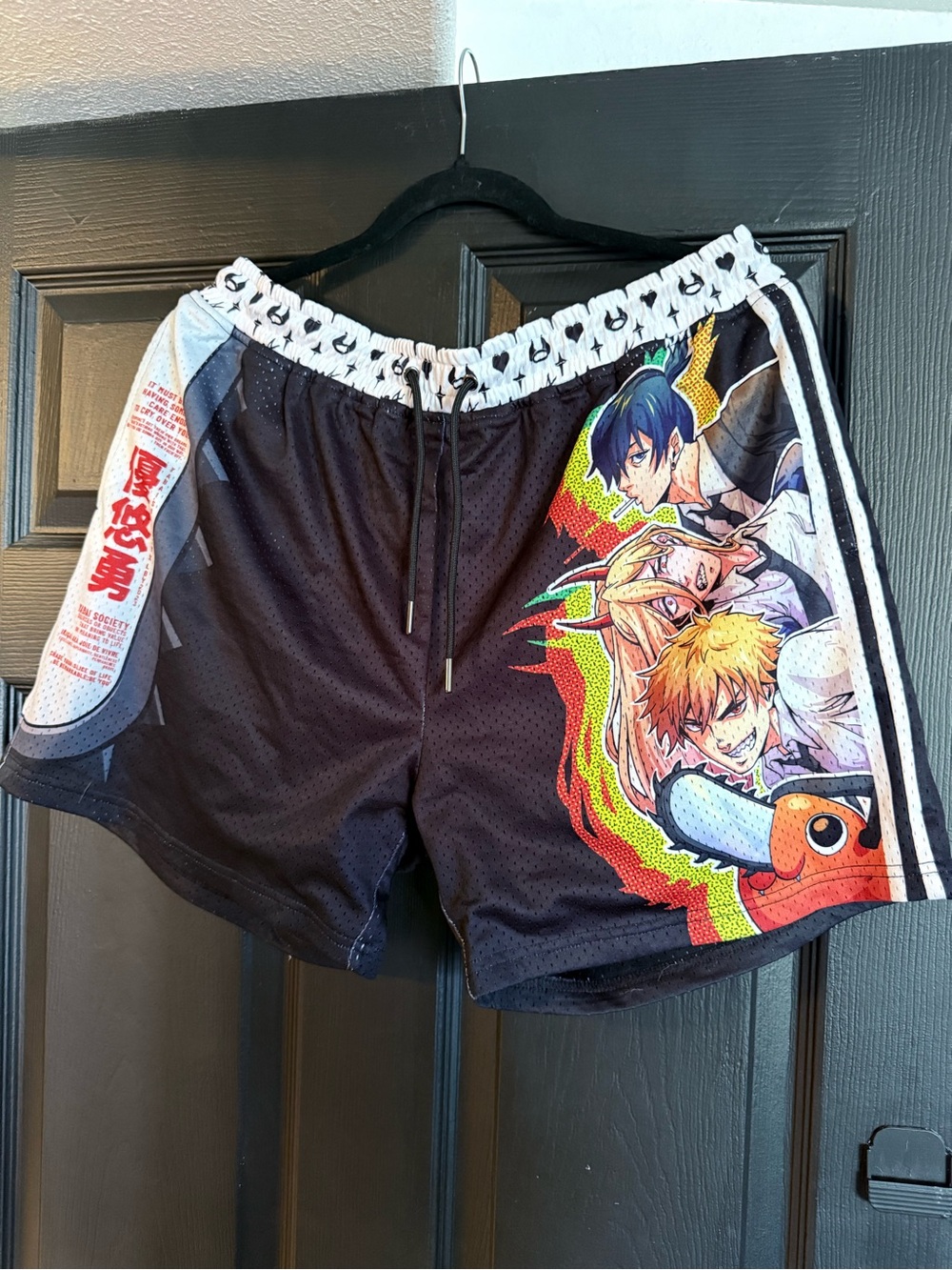 Chainsaw man Men's Black Anime Graphic basketball Shorts